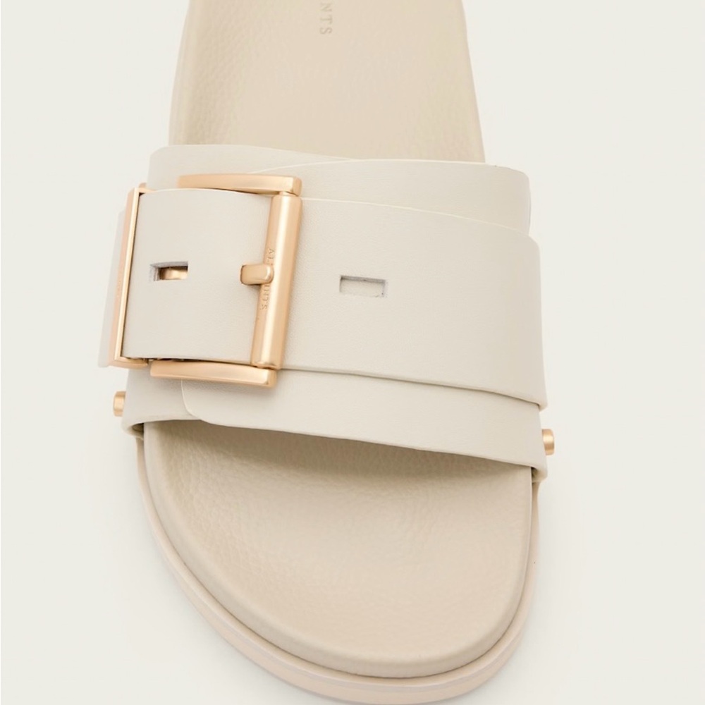 All SAINTS ELLIE STUDDED BUCKLE LEATHER SLIDERS